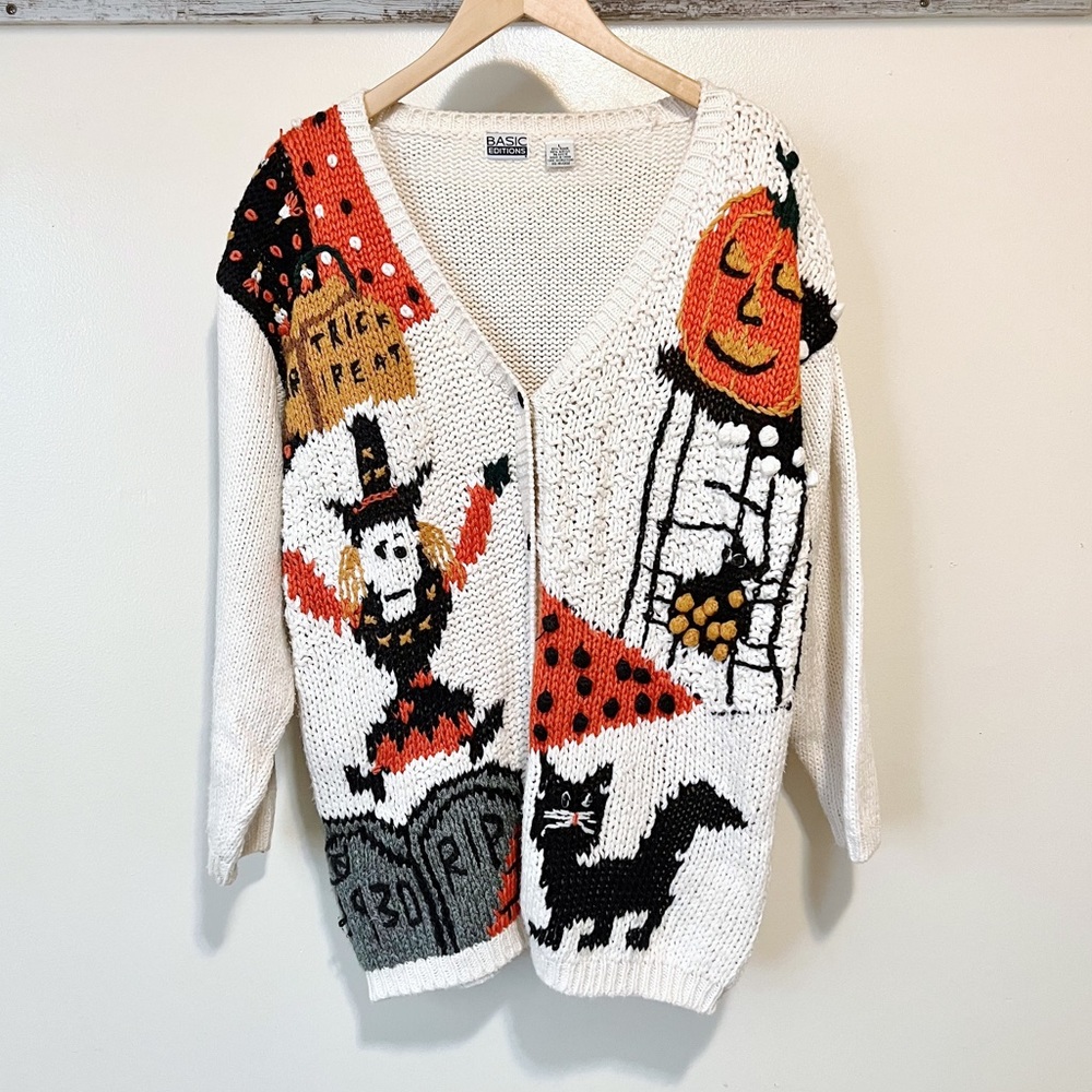 Vintage Halloween Knitted Buttondown Sweater size L